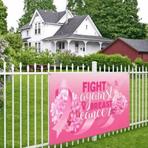 Breast Cancer Awareness Gifts for Women - Pink Ribbon Banner and Breast Cancer Backdrop Set for Outdoor Indoor Party Background Decorations