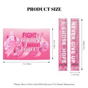 Breast Cancer Awareness Gifts for Women - Pink Ribbon Banner and Breast Cancer Backdrop Set for Outdoor Indoor Party Background Decorations