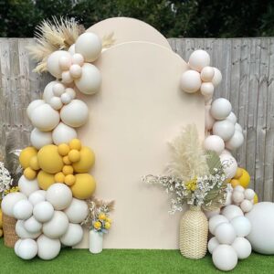 cipazee beige arch backdrop cover - beige wedding arch cover spandex fitting round top backdrop arch stand for wedding birthday party decoration(beige,6.6x3.3ft)