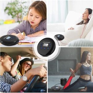 【𝟐𝟎𝟐4 𝐔𝐩𝐠𝐫𝐚𝐝𝐞𝐝】 CD Player Portable, MONODEAL Portable CD Player with Headphones,Small Personal CD Player with LCD Display,Anti-Skip/Shockproof, Rechargeable Walkman CD Player for Car