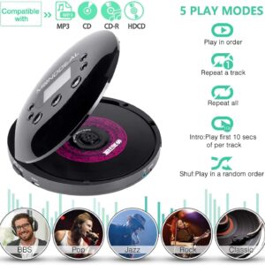 【𝟐𝟎𝟐4 𝐔𝐩𝐠𝐫𝐚𝐝𝐞𝐝】 CD Player Portable, MONODEAL Portable CD Player with Headphones,Small Personal CD Player with LCD Display,Anti-Skip/Shockproof, Rechargeable Walkman CD Player for Car