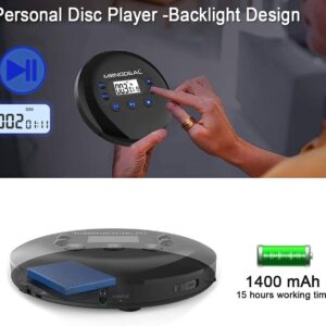 【𝟐𝟎𝟐4 𝐔𝐩𝐠𝐫𝐚𝐝𝐞𝐝】 CD Player Portable, MONODEAL Portable CD Player with Headphones,Small Personal CD Player with LCD Display,Anti-Skip/Shockproof, Rechargeable Walkman CD Player for Car