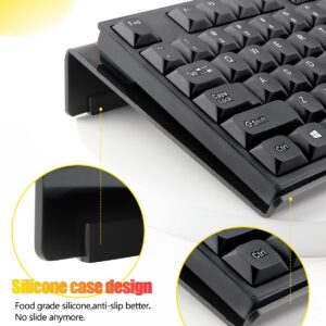 Kalolary 3Pcs Black Acrylic Tilted Computer Keyboard Holder with Mouse & Keyboard Wrist Rest Pad, Computer Keyboard Stand Set for Easy Ergonomic Typing for Office Desk, Home, School