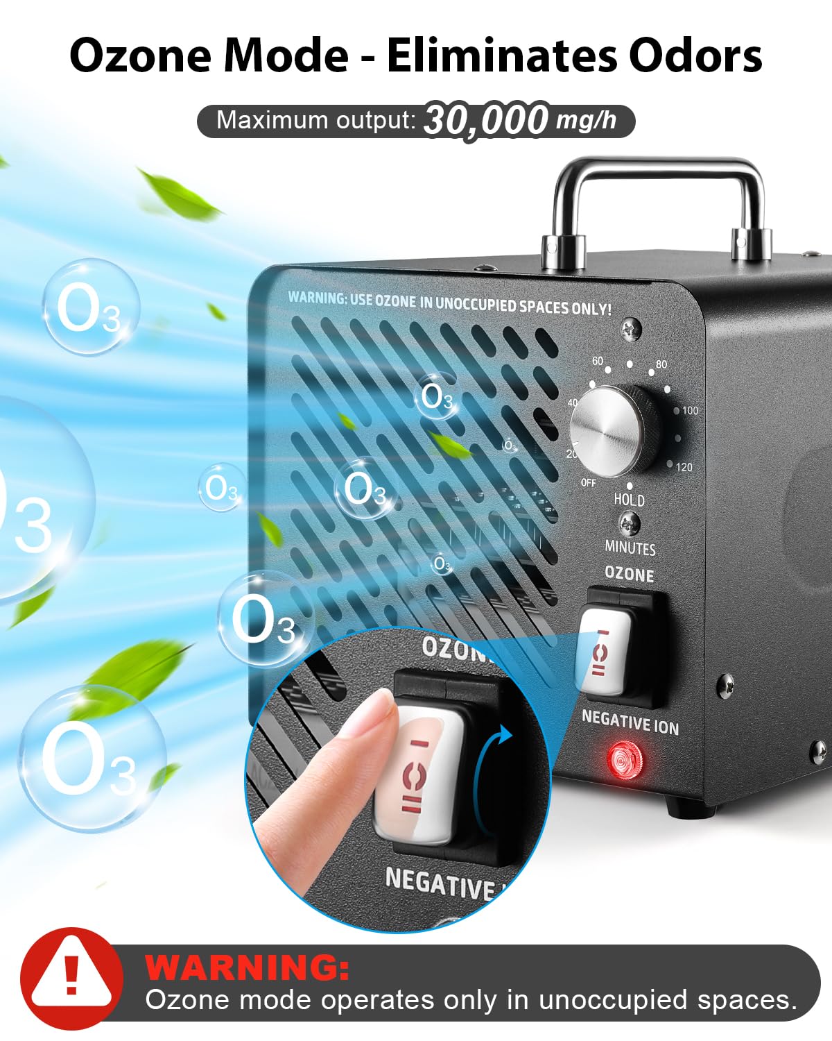 Tiiroy 0zone Negat𝗂ve Iᴑns Generator for Home - 30,000mg/h (Black)