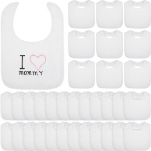 toulite 50 pcs white bibs for baby washable reusable waterproof feeder bibs cotton baby bibs with double sided design for fabric markers embroidery