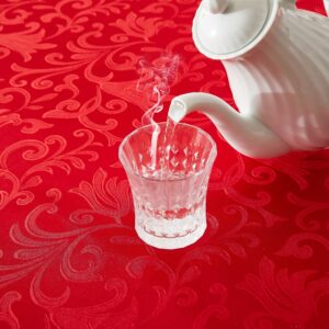 HommxJF 4 Pieces Wave Scroll Damask Jacquard Red Placemats,13 x 19 inch Protect Surface Heat and Stain Resistant Dinner Mats