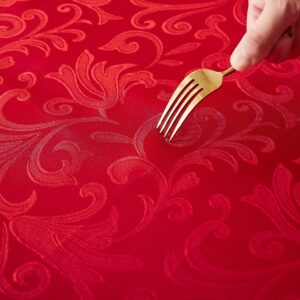 HommxJF 4 Pieces Wave Scroll Damask Jacquard Red Placemats,13 x 19 inch Protect Surface Heat and Stain Resistant Dinner Mats