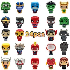 superhero action figures, 24 pcs mini figures toy set, 1.38 inch pvc cake topper figures decorations, gift for kids in birthday party, christmas day, easter day
