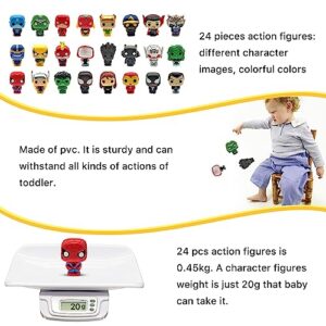 Superhero Action Figures, 24 PCS Mini Figures Toy Set, 1.38 Inch PVC Cake Topper Figures Decorations, Gift for Kids in Birthday Party, Christmas Day, Easter Day