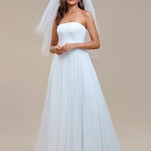 Ever-Pretty Women's Strapless A-line Empire Waist Tulle Elegant Simple Wedding Dress White US04