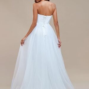 Ever-Pretty Women's Strapless A-line Empire Waist Tulle Elegant Simple Wedding Dress White US04