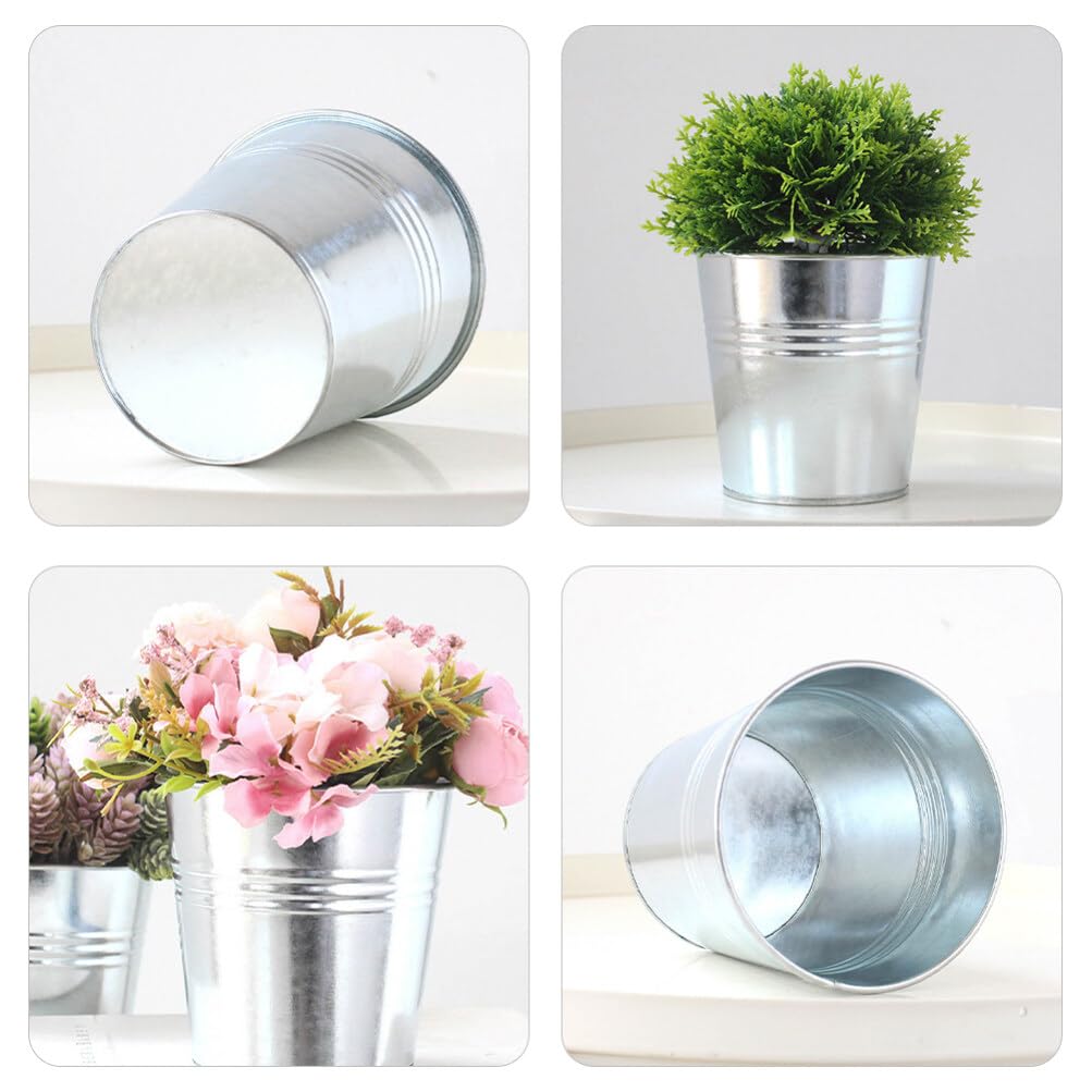 Yardwe Iron Planter 2pcs House Decorations for Home Metal Container Circle Vase Decorative Vase Succulent Vase Metal Succulent Pot Garden Planter Iron Office Vintage Flower Stand