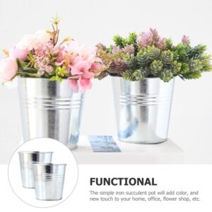 Yardwe Iron Planter 2pcs House Decorations for Home Metal Container Circle Vase Decorative Vase Succulent Vase Metal Succulent Pot Garden Planter Iron Office Vintage Flower Stand