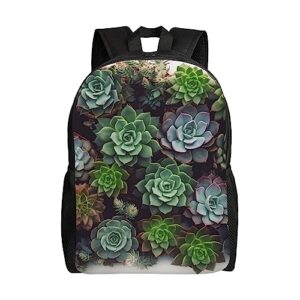 evanem succulent plants printed laptop backpack for men women lightweight casual daypack travel rucksack for sports