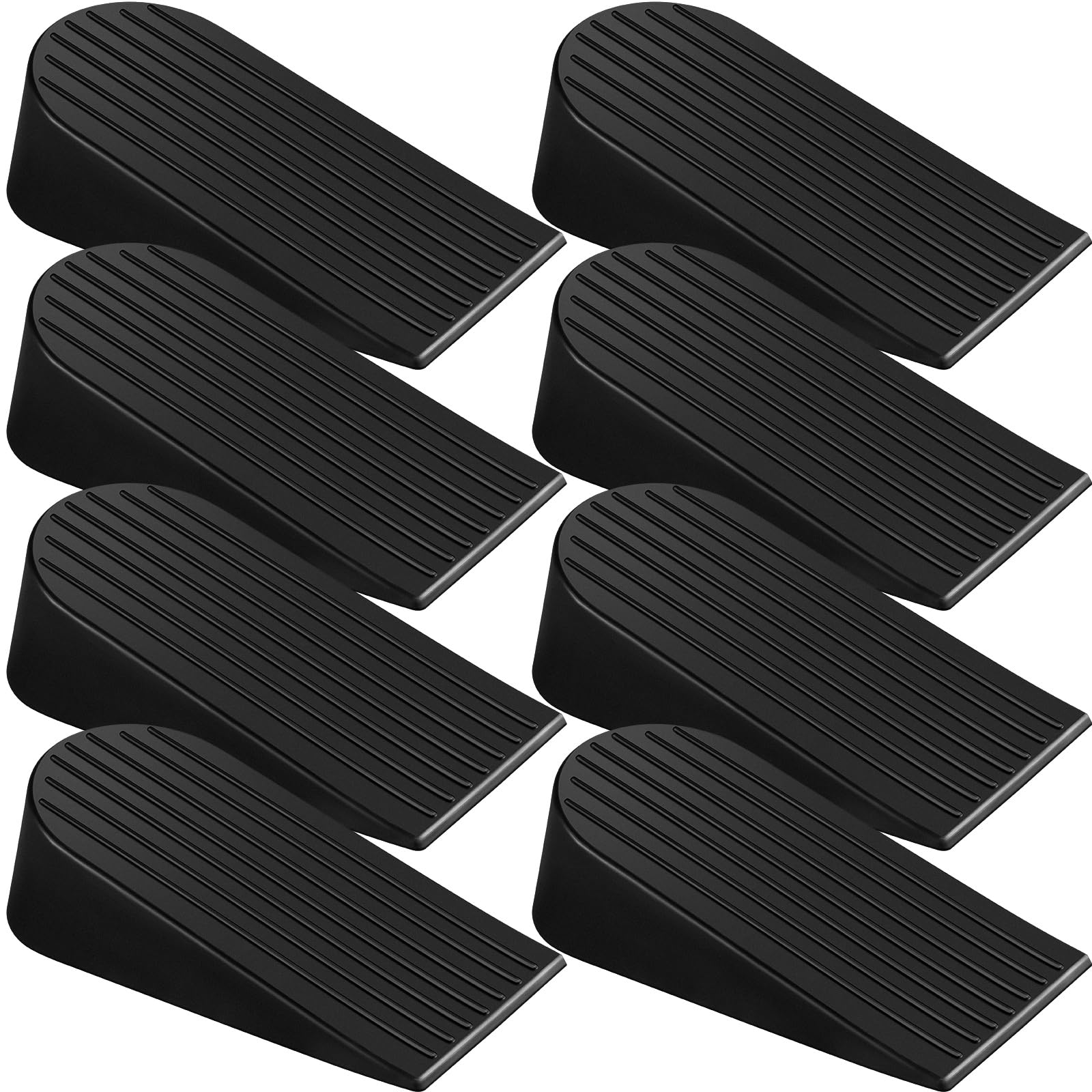 Frienda 8 Pack Large Door Stoppers Heavy Duty Rubber Door Stop Wedge Big Door Stopper for Bottom of Door Home Office School (Black)