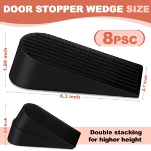 Frienda 8 Pack Large Door Stoppers Heavy Duty Rubber Door Stop Wedge Big Door Stopper for Bottom of Door Home Office School (Black)