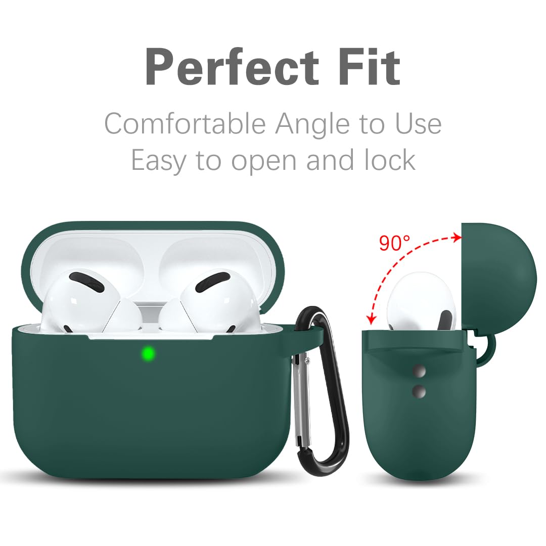 Lerobo for Airpods Pro 2nd Generation Case with Keychain & Lanyard Accessories for Airpod Pro Case Cover, Full Protective Silicone Skin for Apple Airpods Pro 2 Case, [Front LED Visible] Dark Green