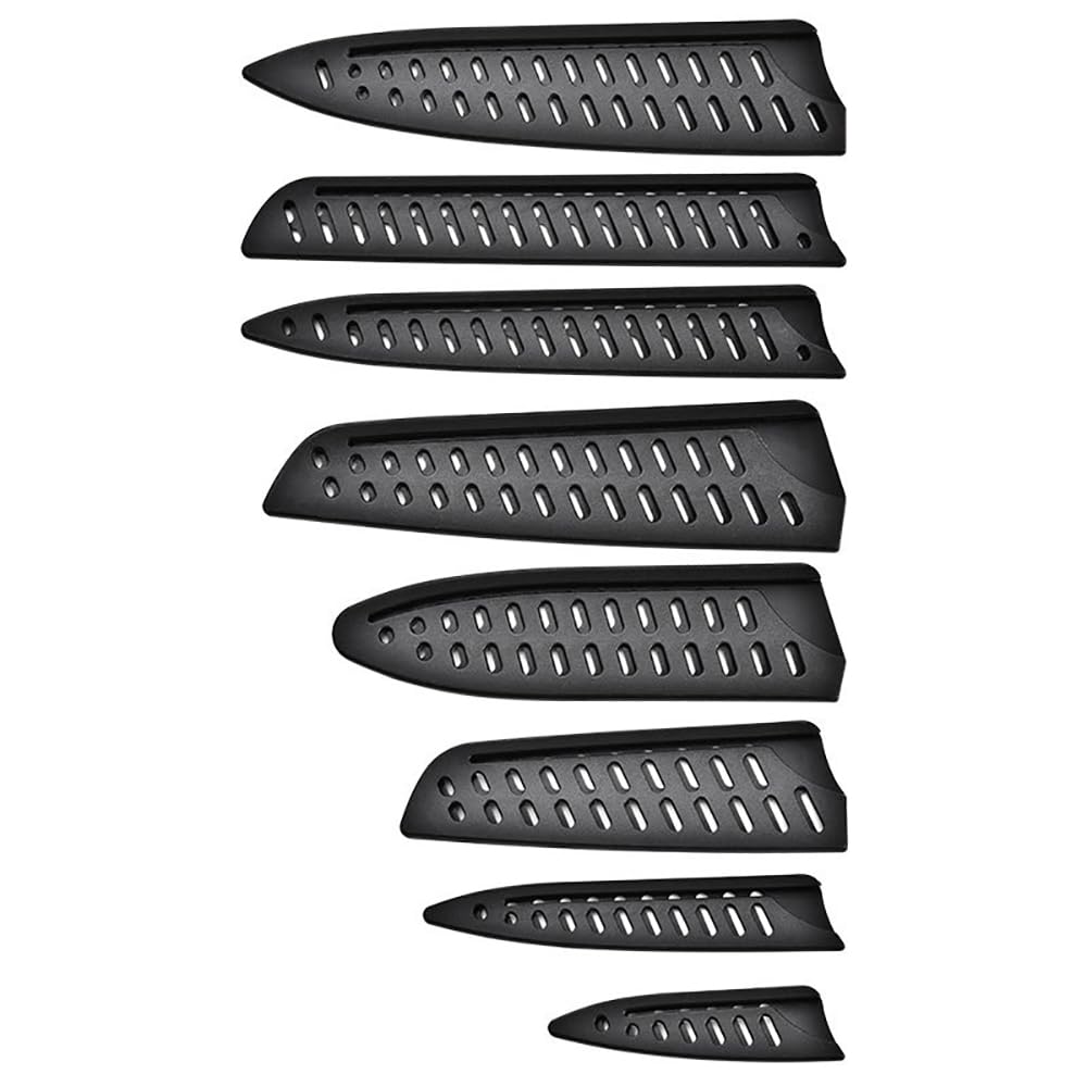 Huliyhus 8 Pieces Universal Knife Guards Set, Plastic Kitchen Knife Covers Sleeves Knife Sheath Blade Protector for Paring Utility Santoku Nakiri Cleaver Bread Carving Chef Knife