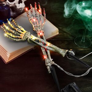 Halloween Decorations,4 Pack Solar Powered Glowing Skeleton Arm Stakes, Scary Skeleton Halloween Decor, Arms Crawling Out of Patio Walkway, Indoor Outdoor Party, Lawn Yard Garden