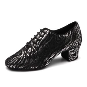 aoqunfs women latin ballroom dance shoes lace-up modern salsa practice dance shoes,k4-black-5-2md,us 8