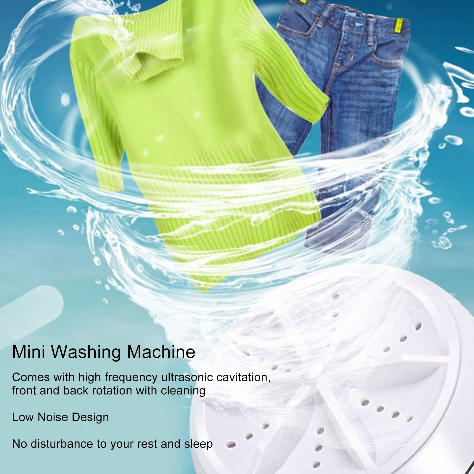 VTOSEN Mini Washing Machine Low Noise USB Powered Portable Washer for Underwear and Socks Cleaning for Travel, Dormitory, Automatic Portable Underwear Washer