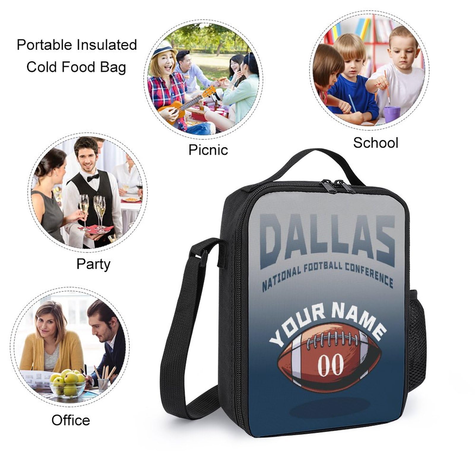 Quzeoxb Personalized Dallas Backpack Set with Name and Number - 3 Piece School Bag, Lunch Box and Pencil Case for Boys Girls Gifts