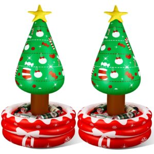 2 pack inflatable christmas tree coolers drink beverage inflatable cooler christmas decorations party supplies for home office holiday winter party decorations, multicolored, 50 x 25 inches