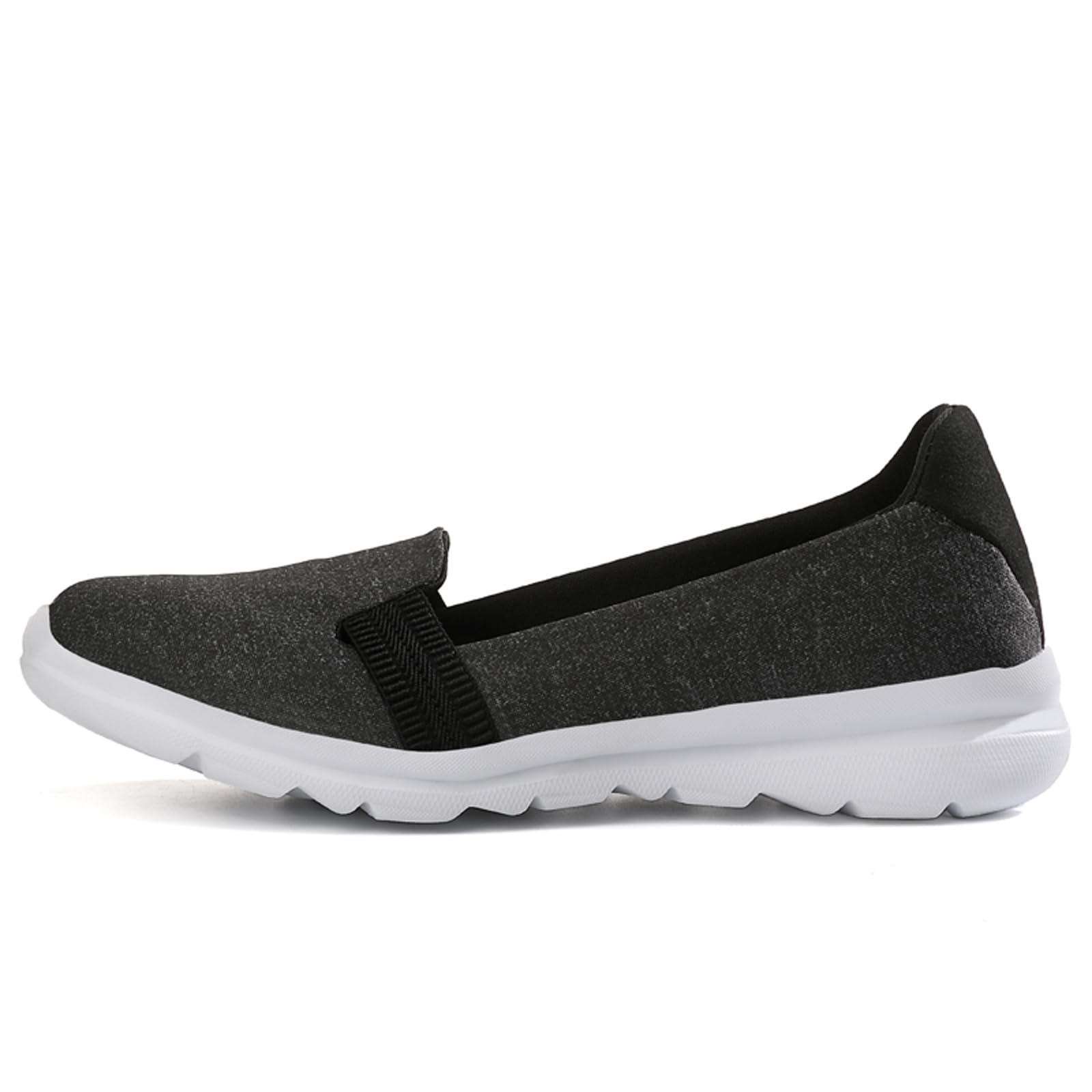 Women's Comfortable Orthopedic Slip On Walking Shoes,Lightweight Non Slip Sneakers Breathable Knit Mesh Upper Casual Soft Sole Travel Work Jogging Tennis Shoe (Black,8.5)