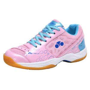 JiuQing Women's Badminton Shoes Tennis Pickleball Sneakers Breathable Lightweight Indoor Court Shoes,Pink,7.5