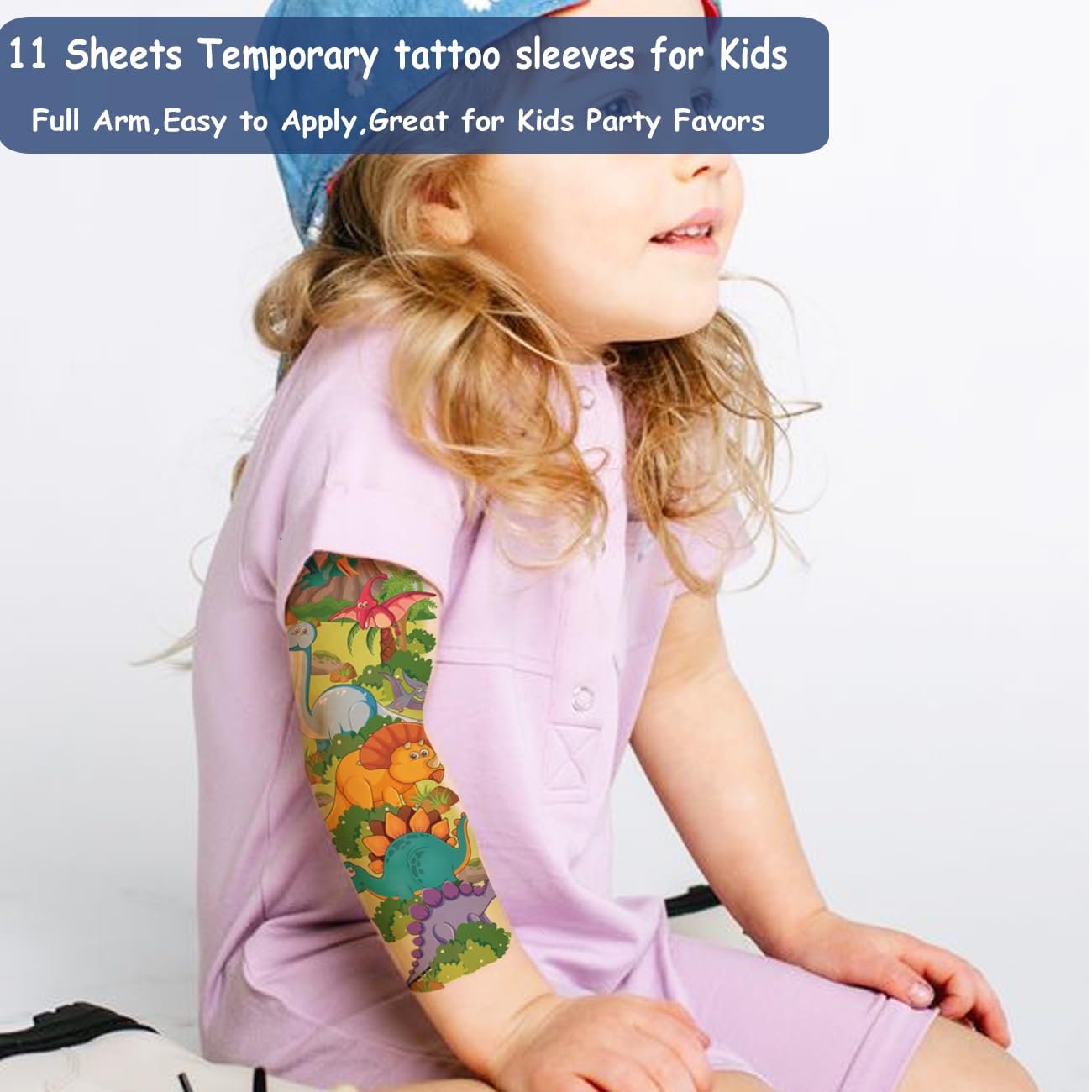 CHARLENT Kids Full Arm Temporary Tattoos - 11 Sheets Kids Full Sleeve Temporary Tattoos for Boys Girls Birthday Party Favors Goodie Bag Fillers