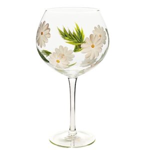 stsqtcukt hand-painted wine glass cocktail glass daisy flowers artisan painted 21oz personalized gift for women