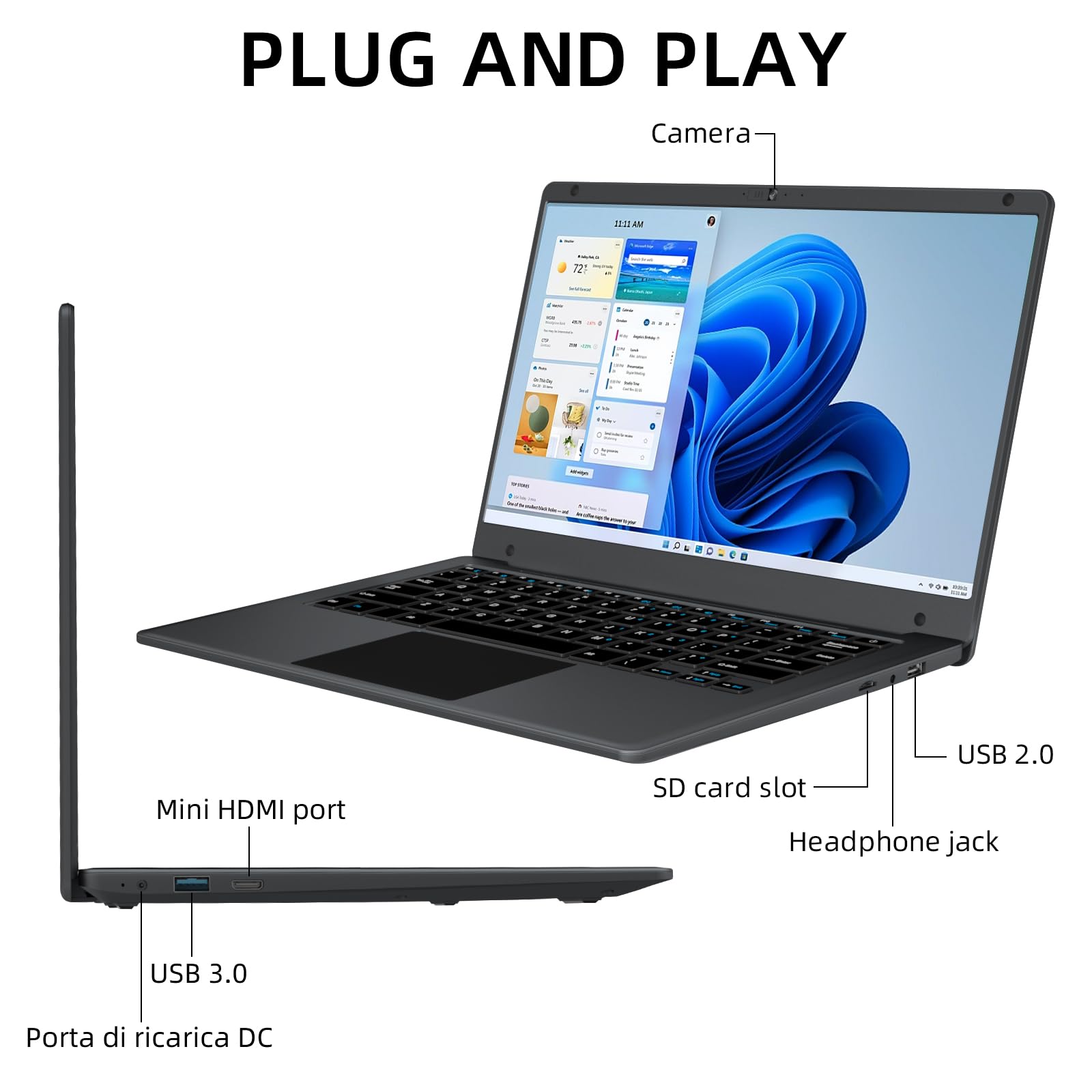 Morostron 13.5" Touch Screen Laptop, Win11 Laptop Computer with N5095, 16GB RAM 256GB SSD, 3000x2000 FHD, Backlit Keyboard, Touch ID, WiFi, USB3.0 * 2, Bluetooth 4.2, HDMI, 38WH Battery, Gray