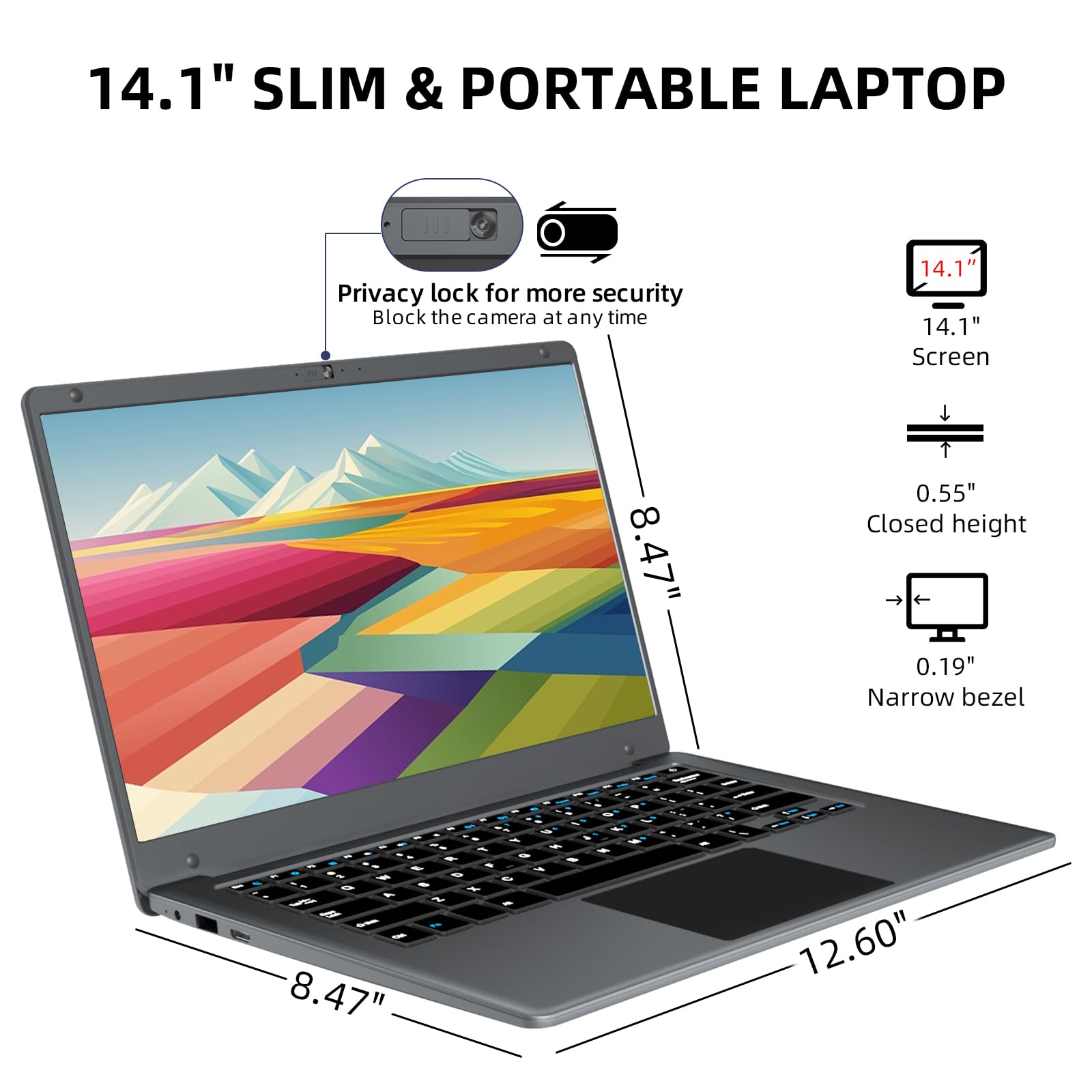 Morostron 13.5" Touch Screen Laptop, Win11 Laptop Computer with N5095, 16GB RAM 256GB SSD, 3000x2000 FHD, Backlit Keyboard, Touch ID, WiFi, USB3.0 * 2, Bluetooth 4.2, HDMI, 38WH Battery, Gray