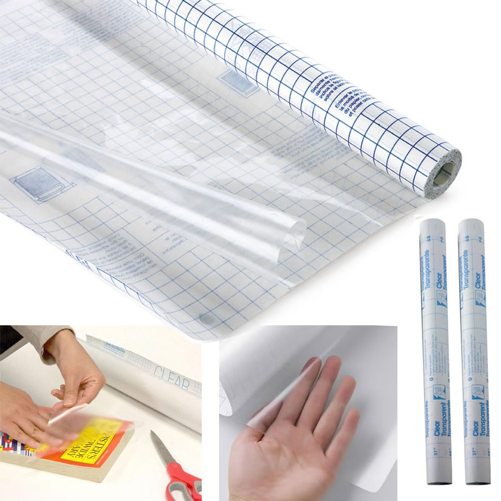 2 Rolls Clear Cover Transparent Matte Covering Self Adhesive Peel Stick Film 5FT Liner Laminating Surfaces Cover Shelf Drawer Liner 13.5"x5ft Each Contact Paper Book Document Laminate DIY Surface Easy