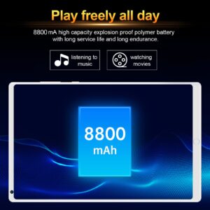 KOSDFOGE Tablette, Support Calls, 8in 128GB Tablet Silver Expandable, 4GB 64GB RAM Front 200w Rear 800w 1920X1200 Tablet for Android 10 100 to 240V(US)