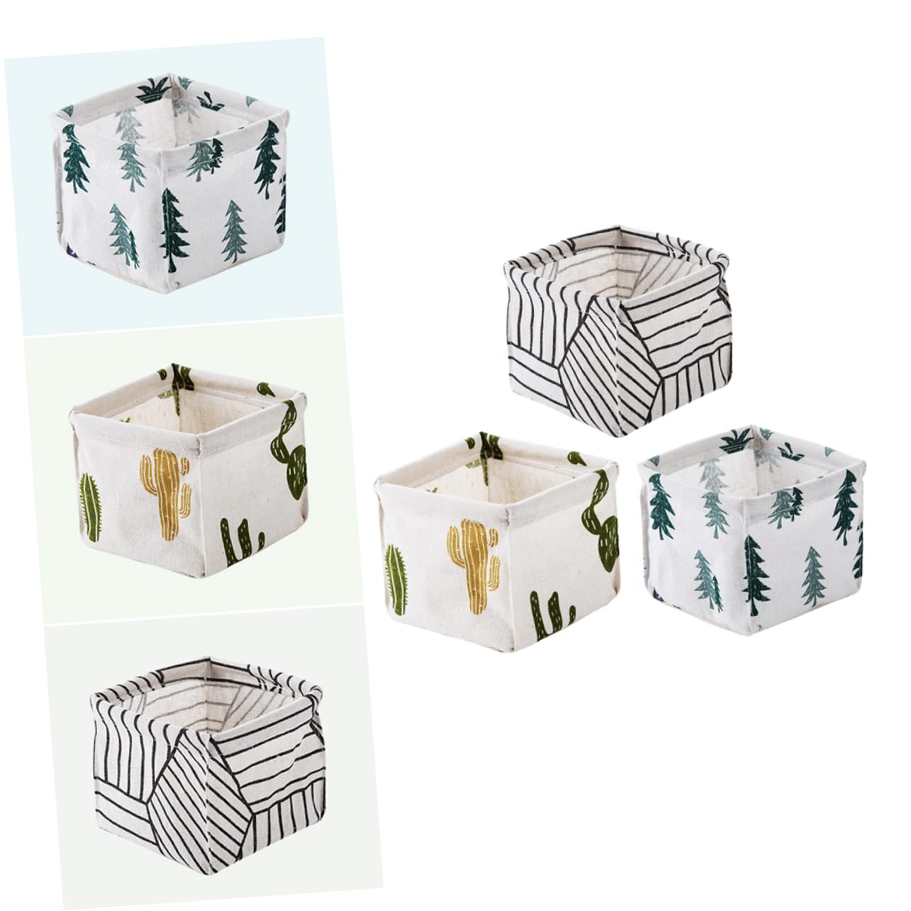 SOESFOUFU 3pcs Toy Storage Baskets Linen Storage Baskets Fabric Storage Cubes with Handles Makeup Storage Basket Cube Storage Bins Collapsible Basket Bins Cotton Linen Organizer Foldable