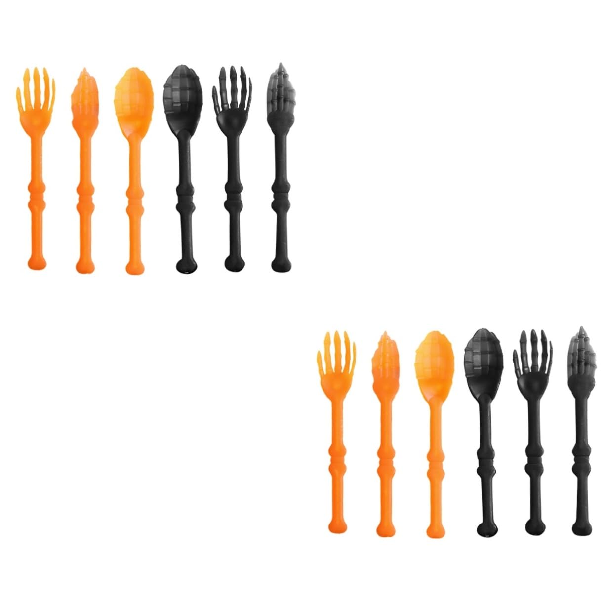 NOLITOY Skeleton Tableware 12 Pcs Halloween Tableware Plastic Coffee Toy Skeleton Forks