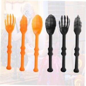 NOLITOY Skeleton Tableware 12 Pcs Halloween Tableware Plastic Coffee Toy Skeleton Forks