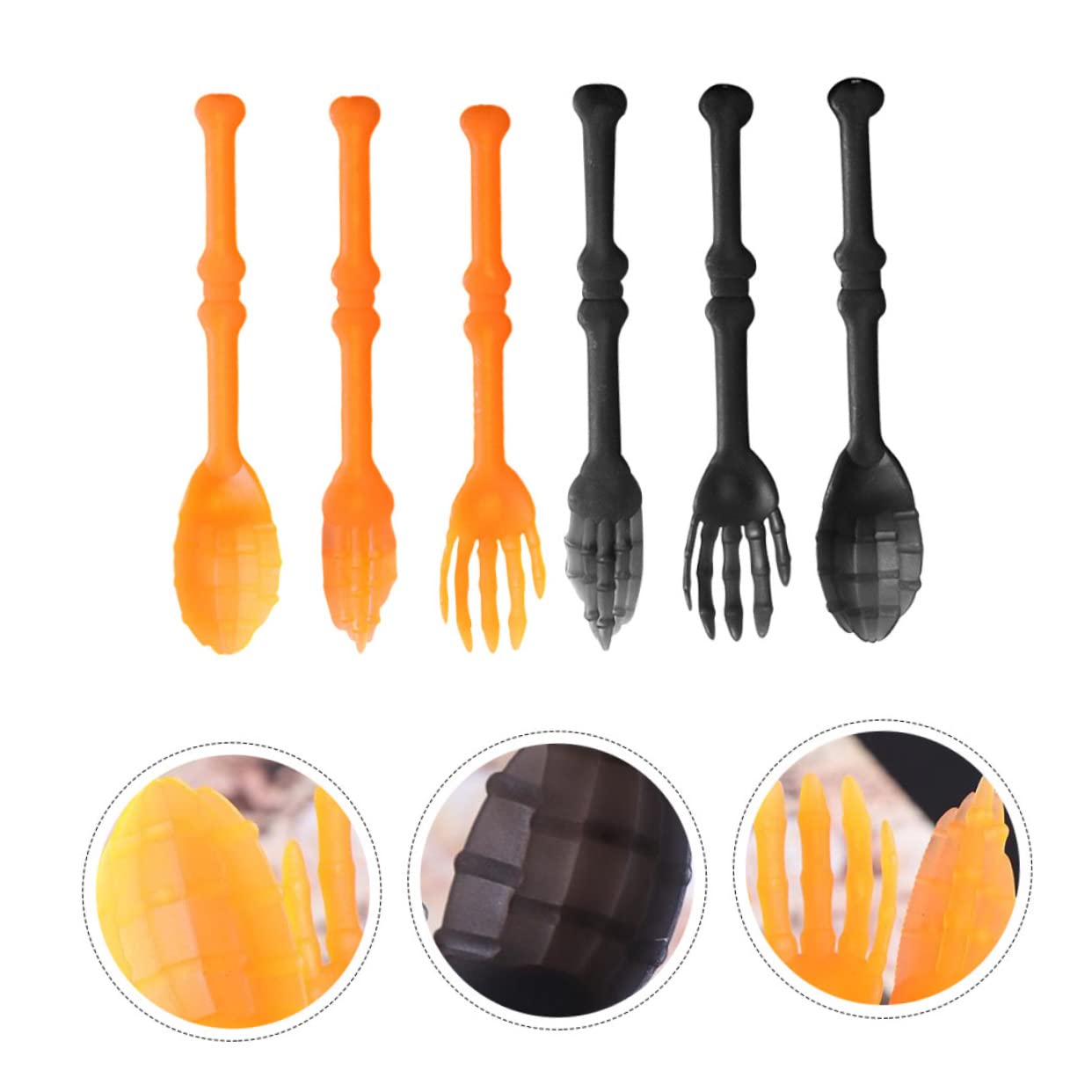 NOLITOY Skeleton Tableware 12 Pcs Halloween Tableware Plastic Coffee Toy Skeleton Forks