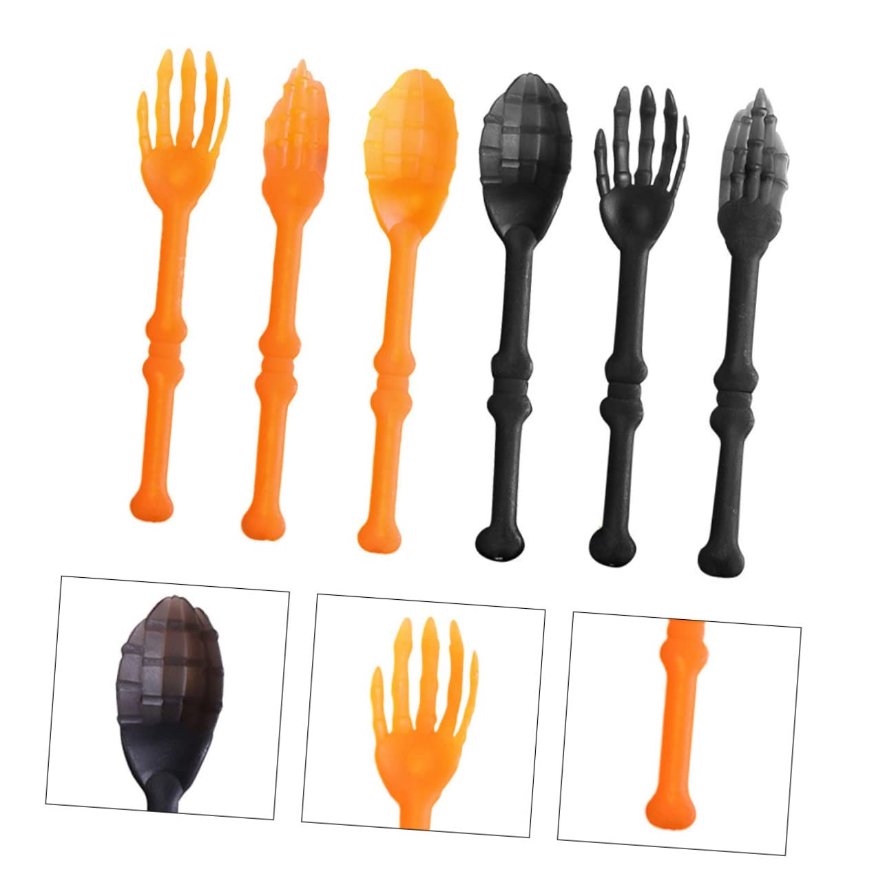 NOLITOY Skeleton Tableware 12 Pcs Halloween Tableware Plastic Coffee Toy Skeleton Forks