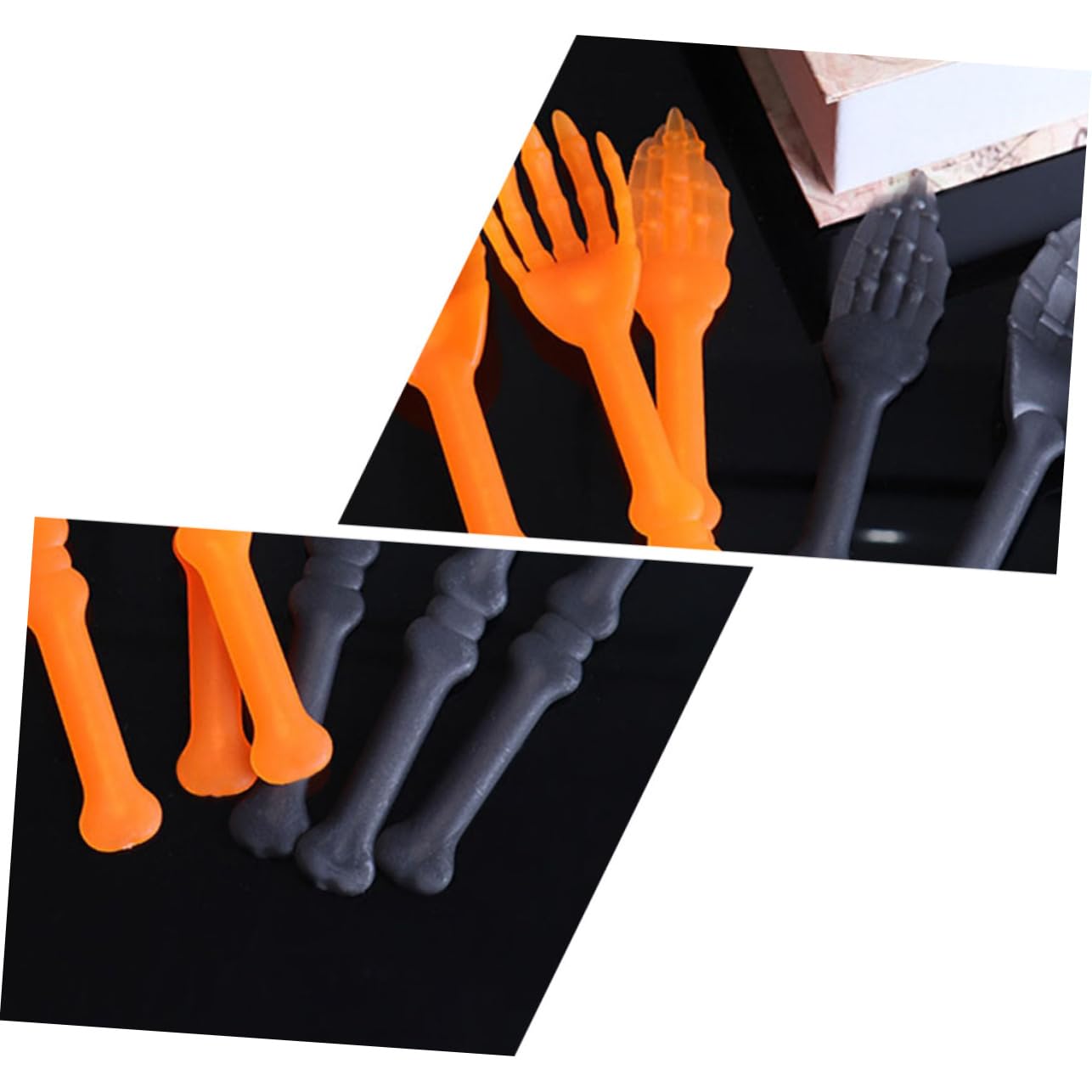 NOLITOY Skeleton Tableware 12 Pcs Halloween Tableware Plastic Coffee Toy Skeleton Forks