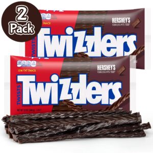 TWIZZLERS Twists HERSHEY'S Chocolate Flavored Chewy Candy, Bulk, Delicious Sweet Low Fat Snack with Blend of TWIZZLERS Twists 12 Ounce (Pack of 2)