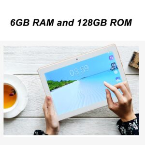 Tablet 8 Inch, Tablet for Android 10, 6+128G, for MTK6735 Octa core CPU, FHD Display, BT 5.0, 2.4G 5G Dual Band WiFi, 5MP + 8MP Dual Camera (Gold)