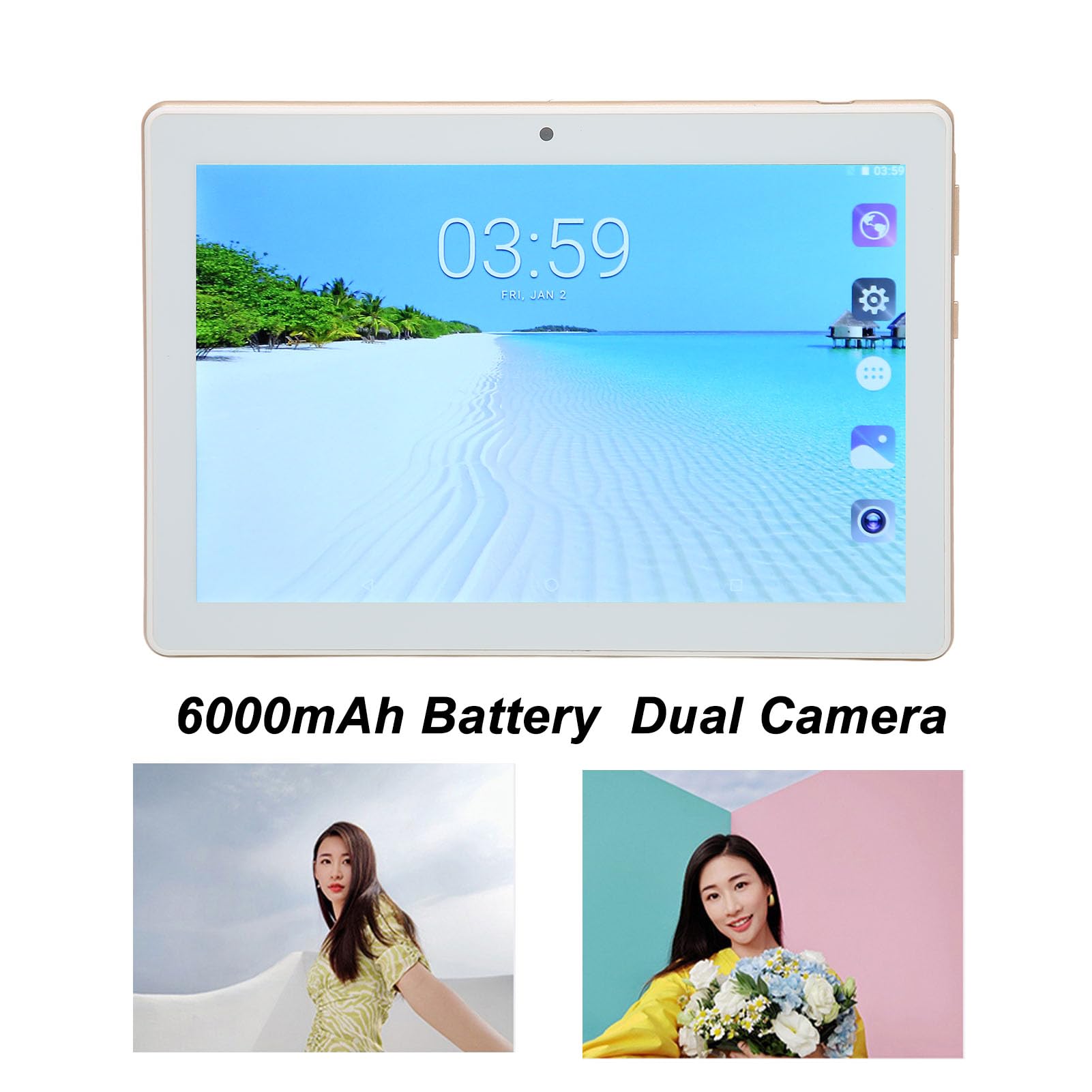 Tablet 8 Inch, Tablet for Android 10, 6+128G, for MTK6735 Octa core CPU, FHD Display, BT 5.0, 2.4G 5G Dual Band WiFi, 5MP + 8MP Dual Camera (Gold)