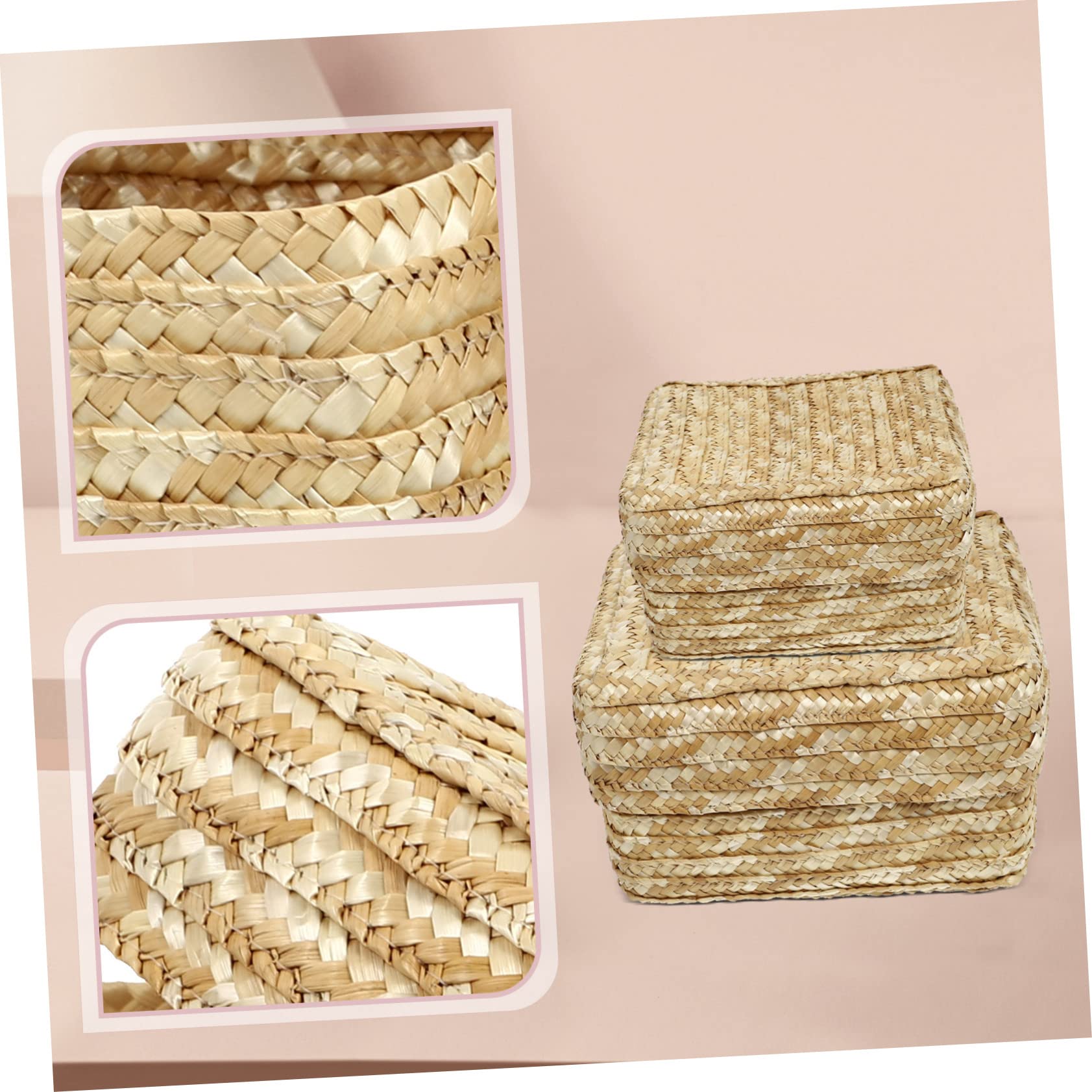 SOESFOUFU Table Trays Decorative Wicker Storage Baskets 1pc Straw Storage Basket Books Child Rectangle Wicker Wedding Basket Rattan Storage Basket