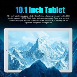 Tablet 10.1 Inch, Tablet for Android 10, FHD, FHD and HD Large Touch Screen, 6GB+128GB, Octa Core Processor, BT, 2.4G 5G Dual Band WiFi, Dual SIM Dual Standby (Silver)