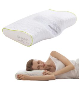 vaverto orthopedic cervical pillow for side sleeping- adjustable contour for neck & pain relief, ideal for side, back & stomach sleepers, odorless memory foam, organic cotton cover - king size