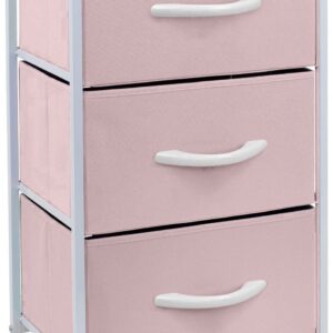 Sorbus Kids Dresser with 6 Drawers and 3 Drawer Nightstand Bundle - Matching Furniture Set - Storage Unit Organizer Chests for Clothing - Bedroom, Kids Rooms, Nursery, & Closet (Pink)