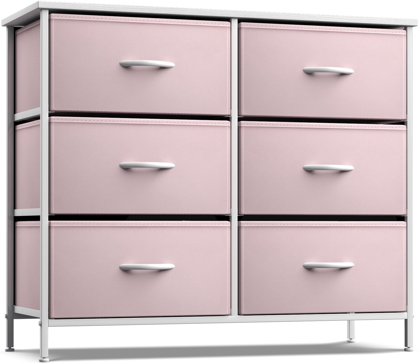 Sorbus Kids Dresser with 6 Drawers and 3 Drawer Nightstand Bundle - Matching Furniture Set - Storage Unit Organizer Chests for Clothing - Bedroom, Kids Rooms, Nursery, & Closet (Pink)