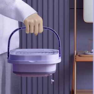 Mini Portable Folding Washing Machine For Clothes With Drain Basket for Travel (Purple)